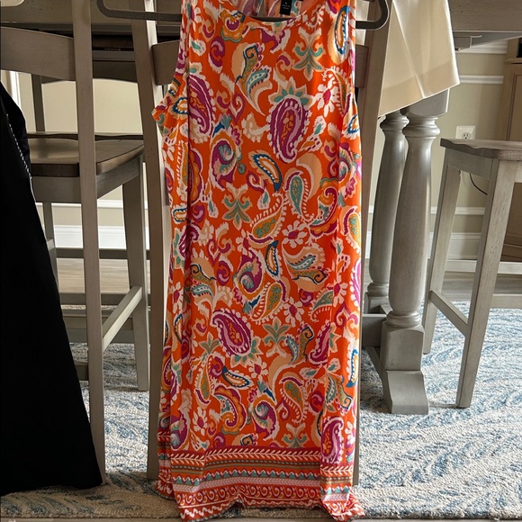 MSK Dresses & Skirts - MSK Orange Paisley Sleeveless Maxi Dress with Multicolor Accents
